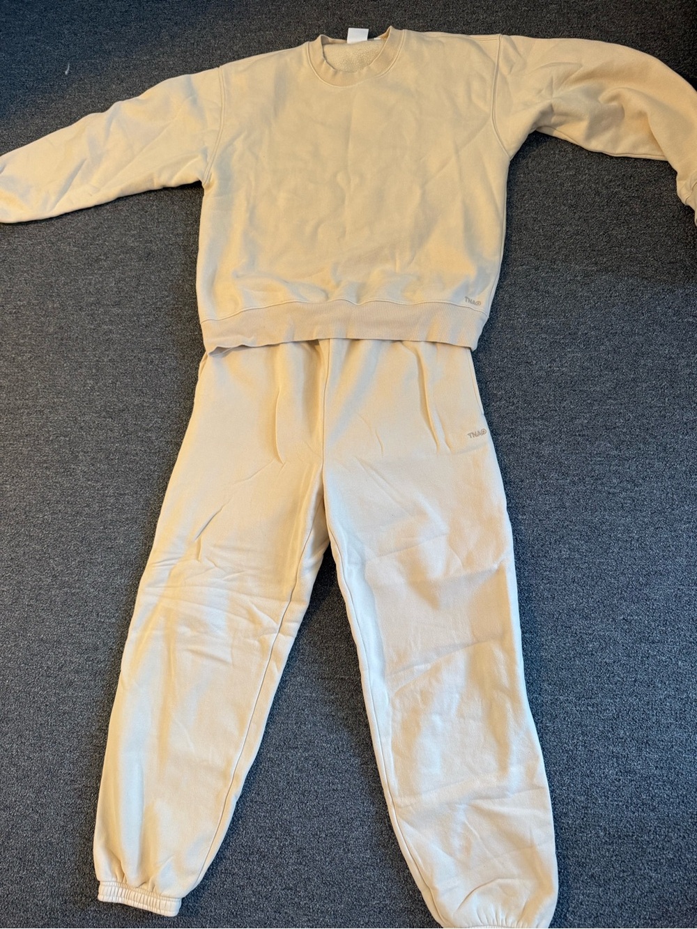 Aritzia Cream Crewneck Sweatshirt and Sweatpants Set